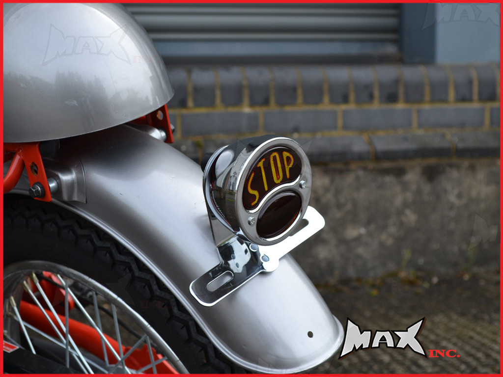 Chrome Vintage "STOP" Universal Stop / Tail Light - Bulb Type