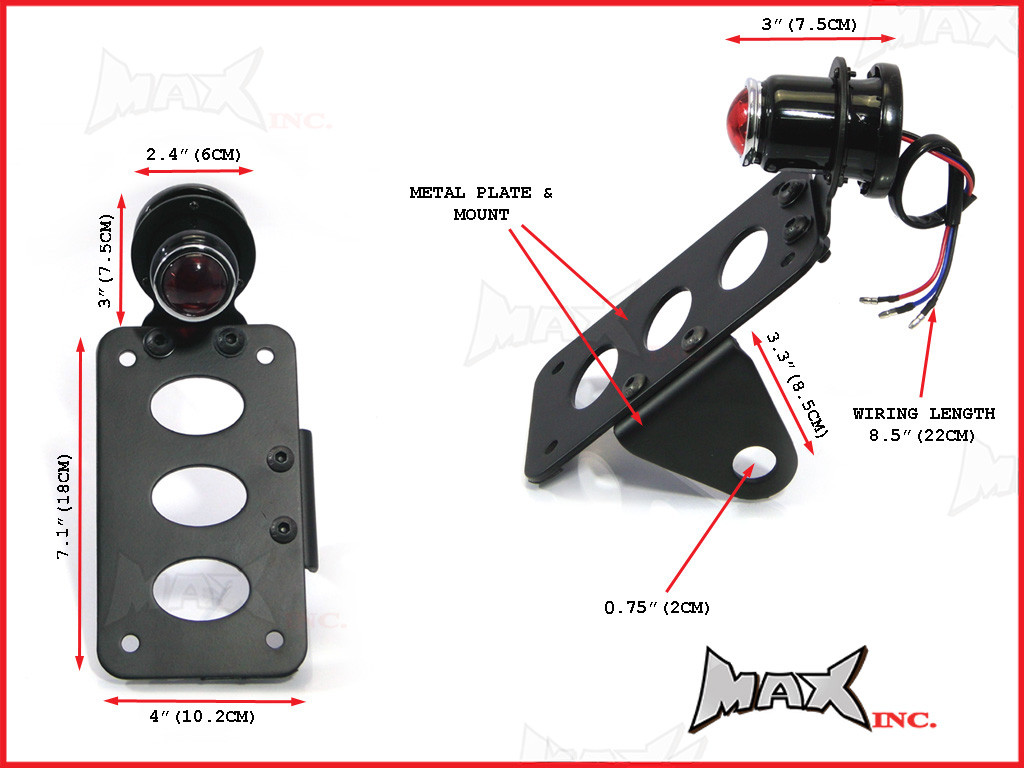 Black Side Axle Mount Lucas Replica Stop / Tail Light - Bulb Type