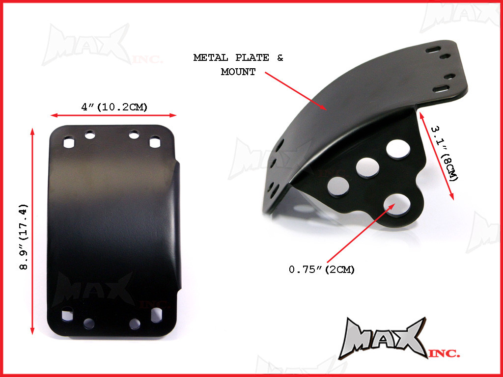 Black Curved Side Axle Mount License Plate Holder - 3/4" (20mm)
