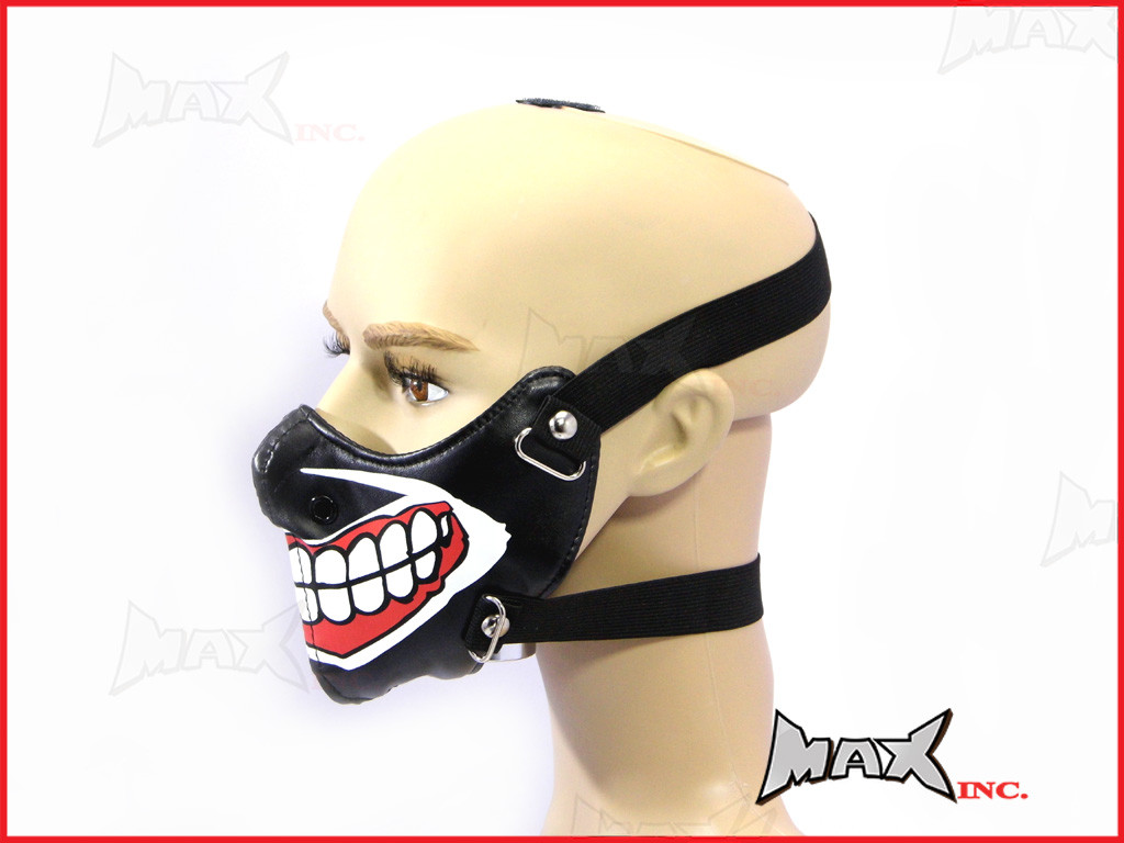 Black Grin Bikers Face Mask - PU Leather