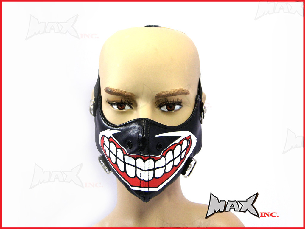 Black Grin Bikers Face Mask - PU Leather
