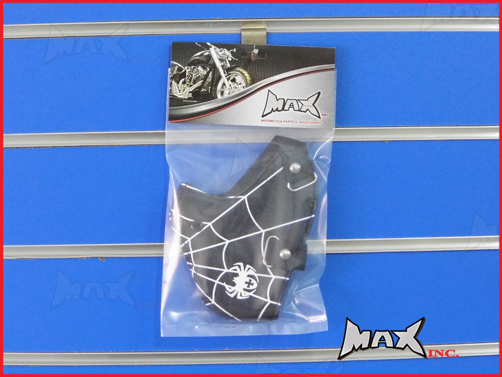 Black Spider Web Bikers Face Mask - PU Leather