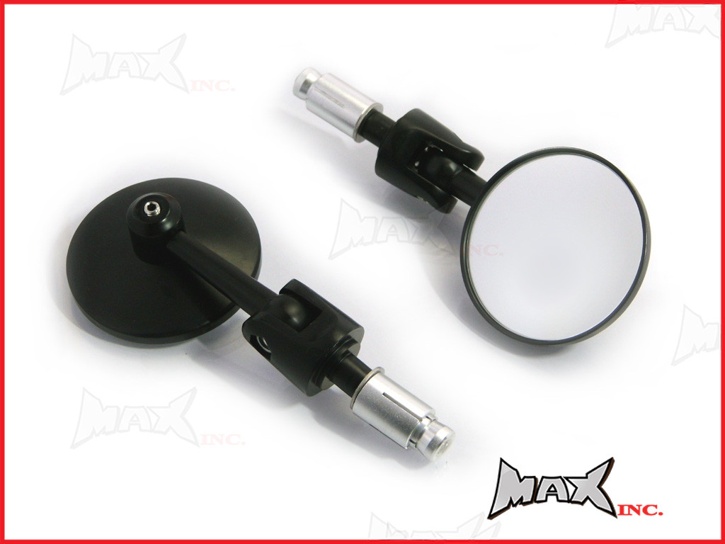 Pair Of Black Round Aluminiun Folding Bar End Mirrors