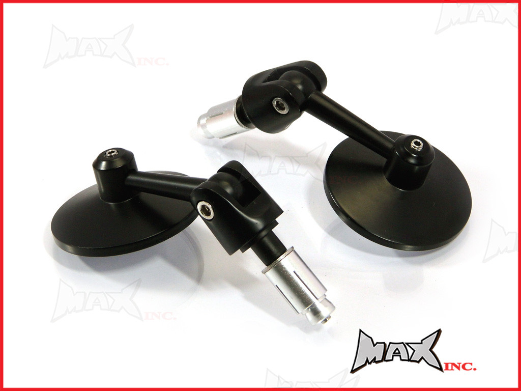 Pair Of Black Round Aluminiun Folding Bar End Mirrors