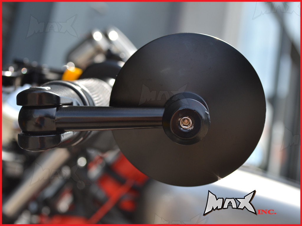 Pair Of Black Round Aluminiun Folding Bar End Mirrors