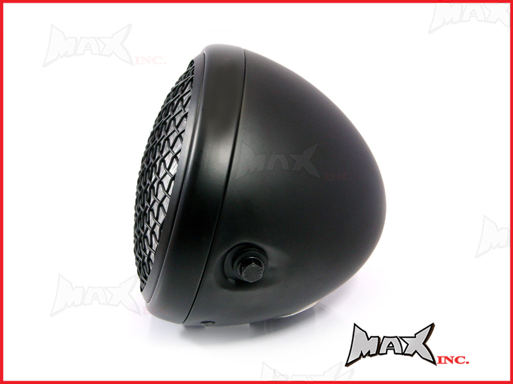 7.7 INCH Matte Black Mesh Grill Metal Headlight - H4 / 55w Halogen Sealed Beam