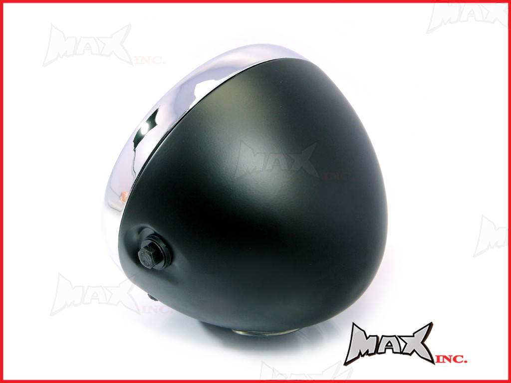 7.7 INCH Black + Chrome Mesh Grill Metal Headlight - H4 / 55w Halogen Sealed Beam