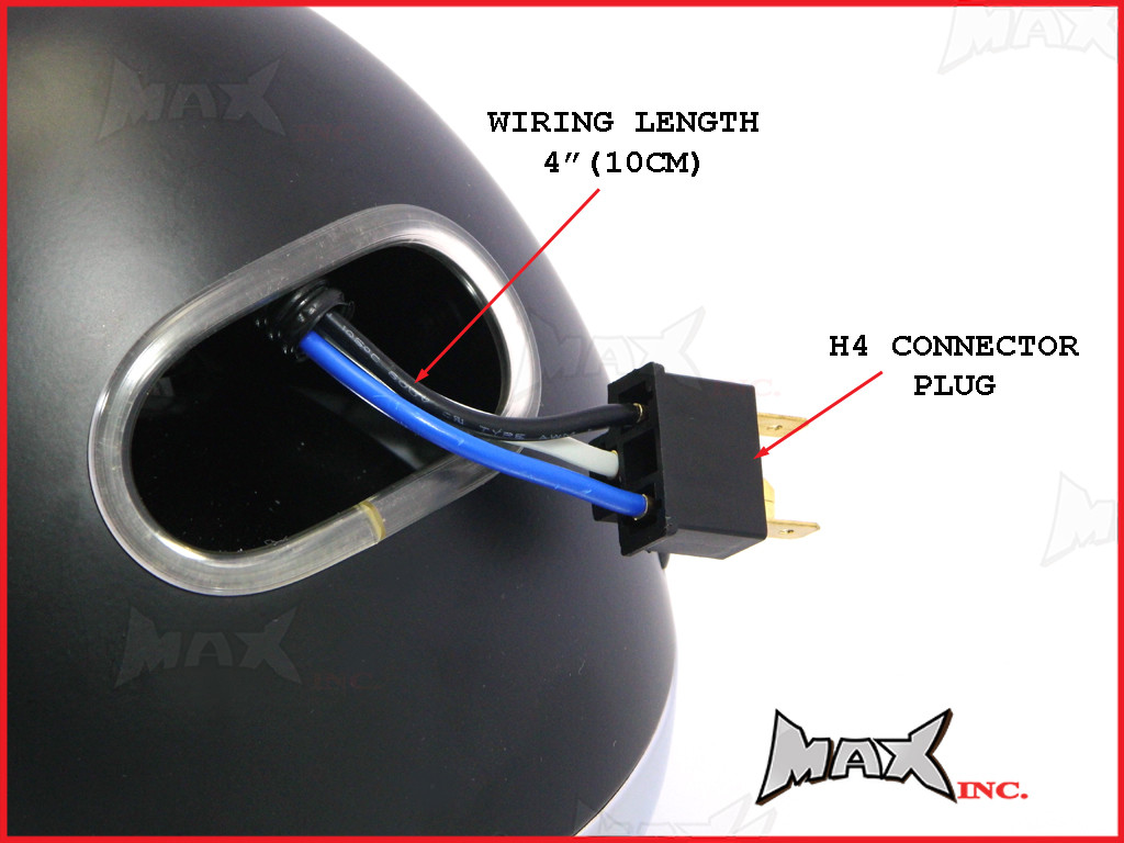 7.7 INCH Black + Chrome Mesh Grill Metal Headlight - H4 / 55w Halogen Sealed Beam