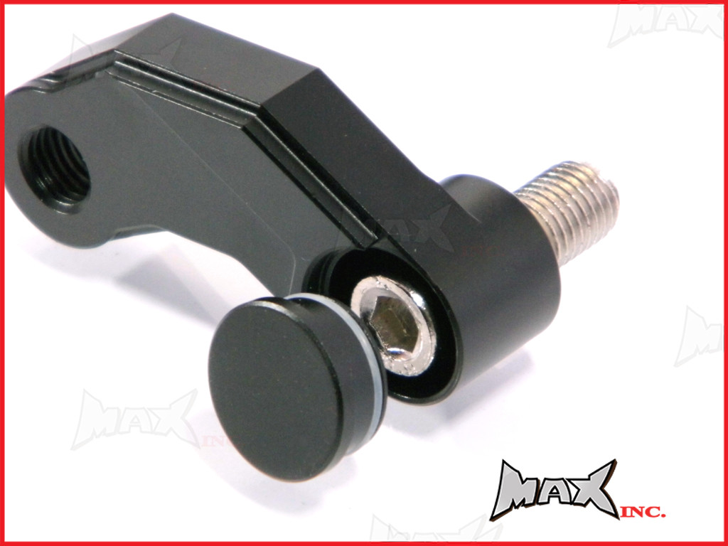 Black CNC Machined Billet Aluminium Mirror Risers / Extenders - 1 x RH + 1 x LH M10 Thread
