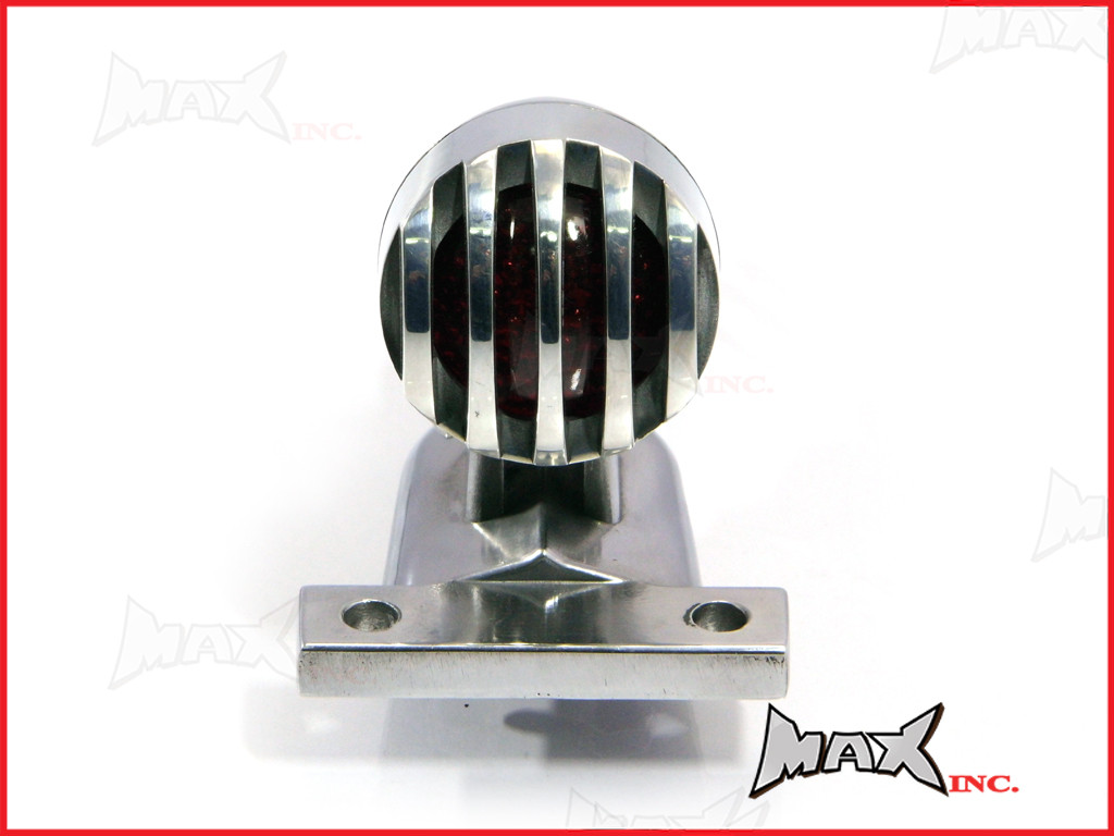 Polished Aluminium Mini Prison Grill LED Stop / Tail Light - Red Lense