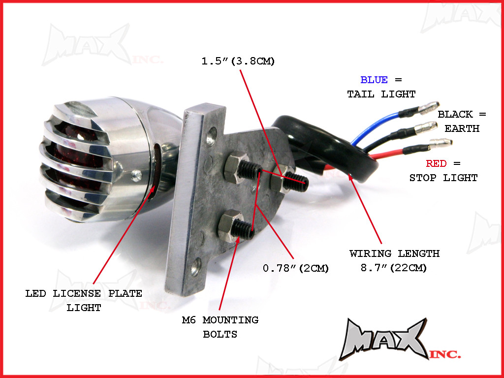 Polished Aluminium Mini Prison Grill LED Stop / Tail Light - Red Lense