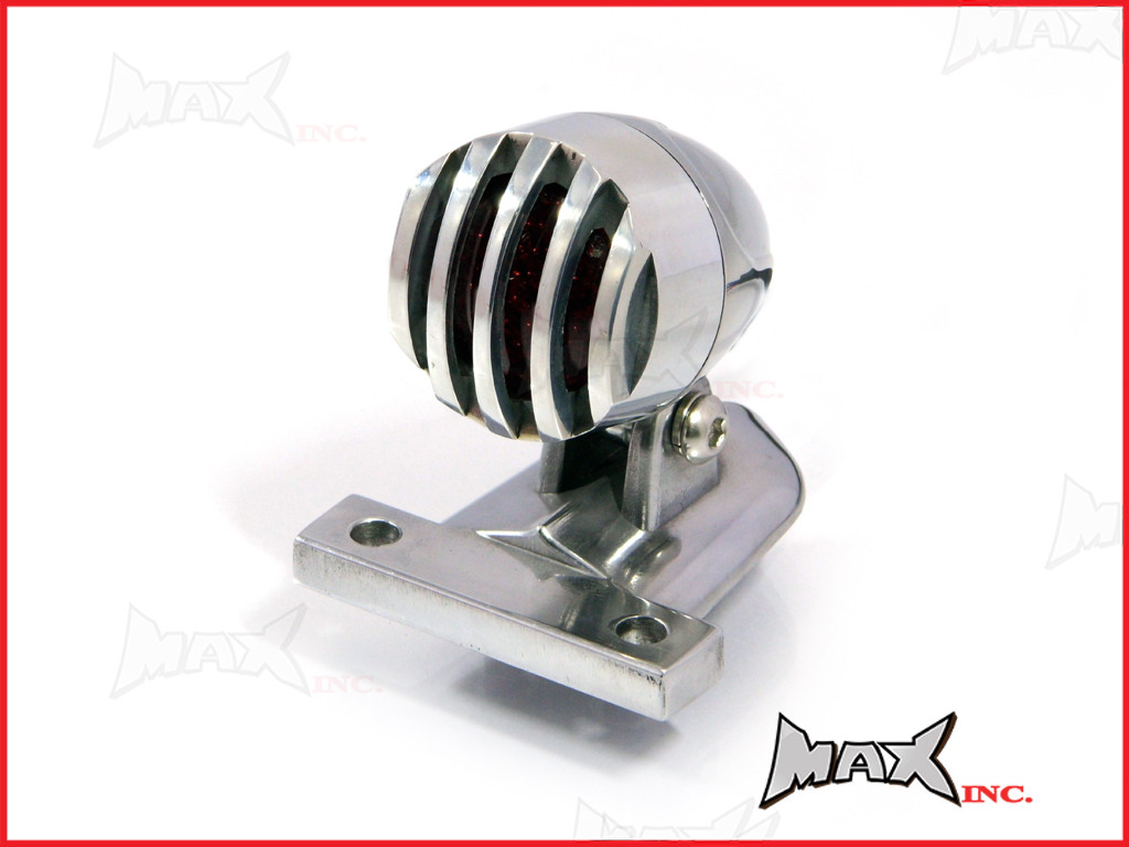 Polished Aluminium Mini Prison Grill LED Stop / Tail Light - Red Lense