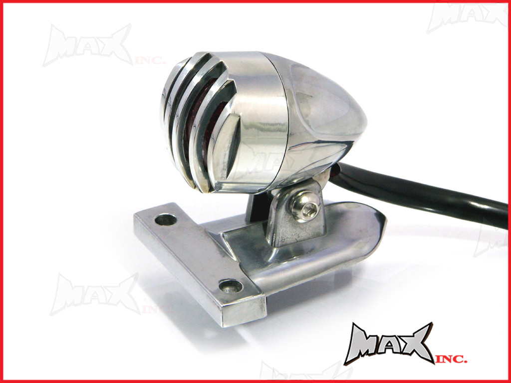 Polished Aluminium Mini Prison Grill LED Stop / Tail Light - Red Lense