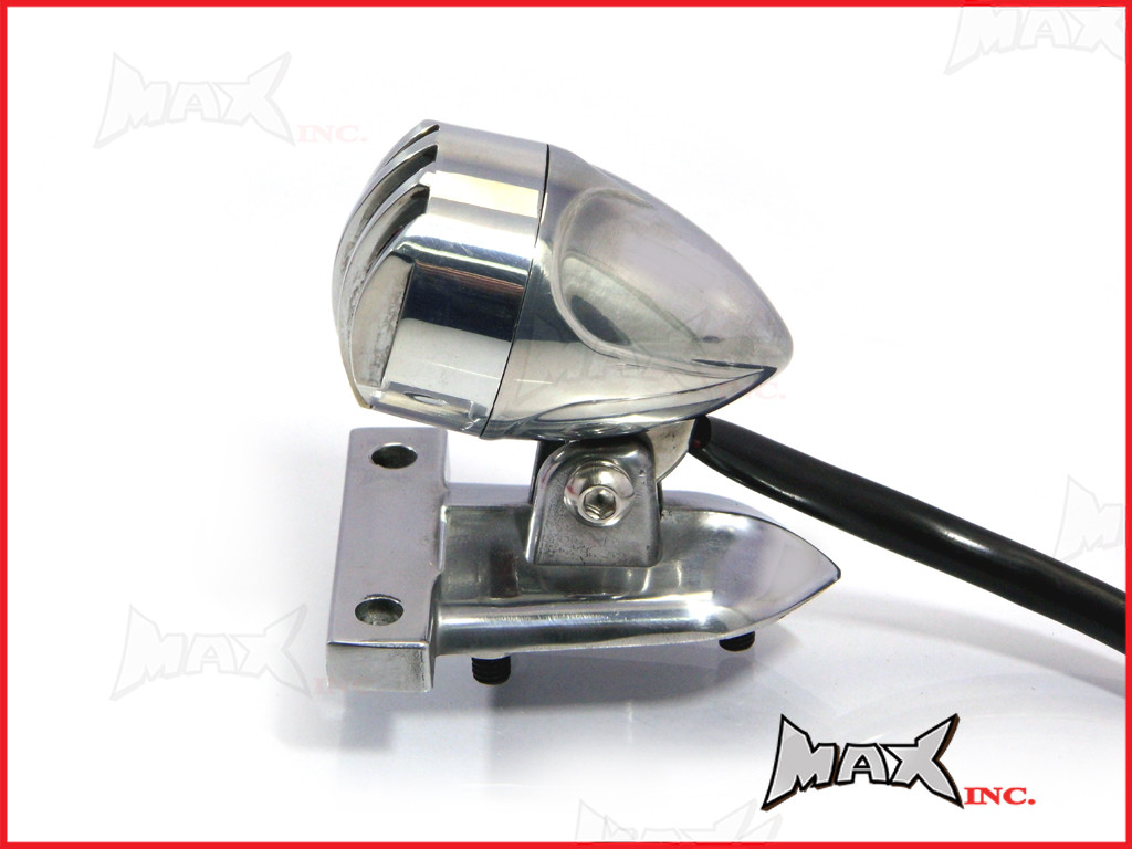 Polished Aluminium Mini Prison Grill LED Stop / Tail Light - Red Lense