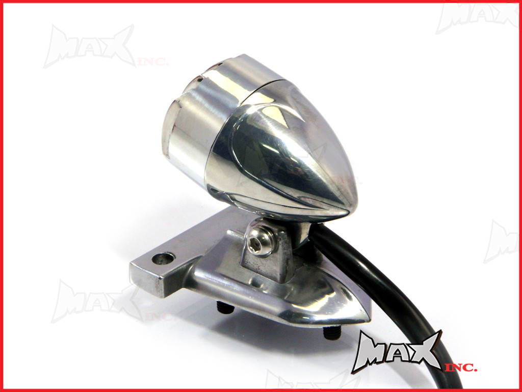 Polished Aluminium Mini Prison Grill LED Stop / Tail Light - Red Lense