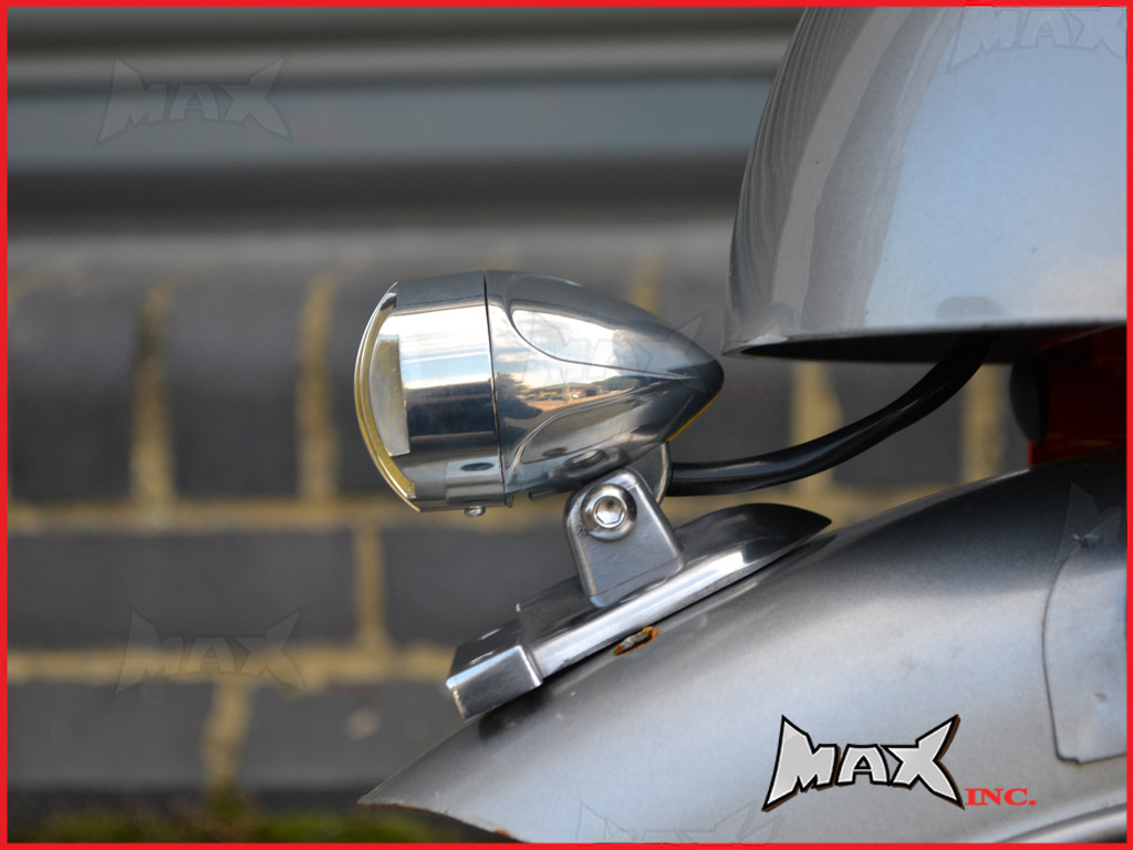 Polished Aluminium Mini Prison Grill LED Stop / Tail Light - Red Lense