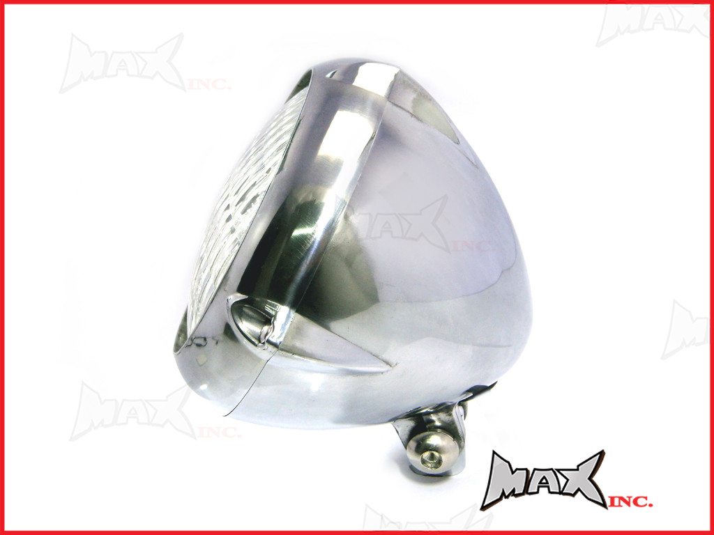 5.5 INCH Polished Aluminium Vintage Style Bottom Mount Headlight - 12v / 35w