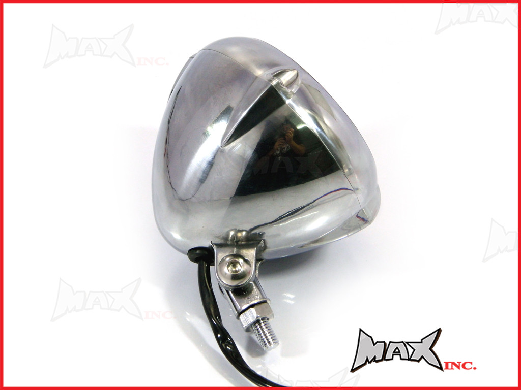 5.5 INCH Polished Aluminium Vintage Style Bottom Mount Headlight - 12v / 35w