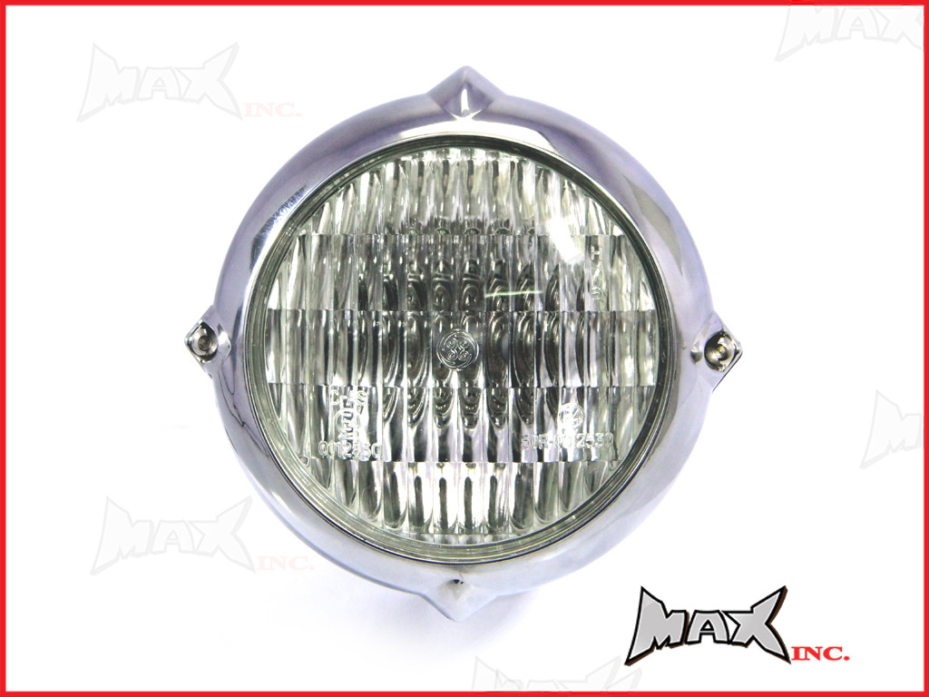 5.5 INCH Polished Aluminium Vintage Style Bottom Mount Headlight - 12v / 35w