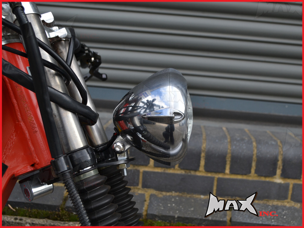 5.5 INCH Polished Aluminium Vintage Style Bottom Mount Headlight - 12v / 35w