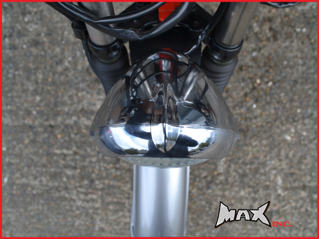 5.5 INCH Polished Aluminium Vintage Style Bottom Mount Headlight - 12v / 35w