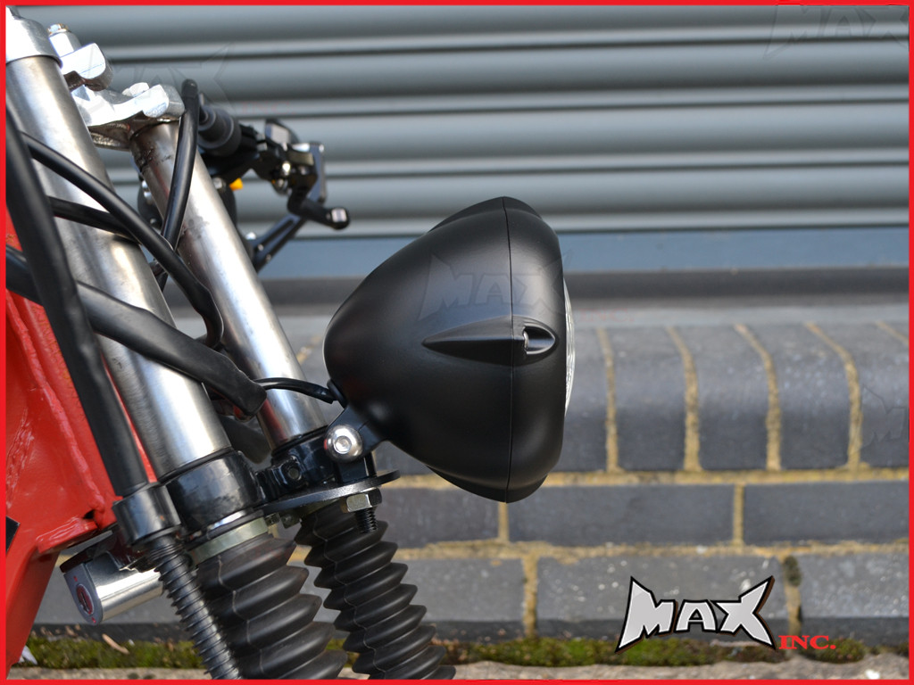 5.5 INCH Matte Black Aluminium Vintage Style Bottom Mount Headlight - 12v / 35w