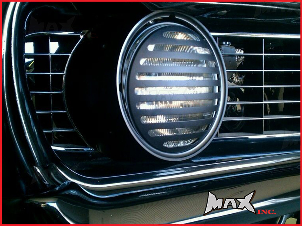 7 INCH Matte Black Prison Bar Grill Metal Headlight Covers - Pair