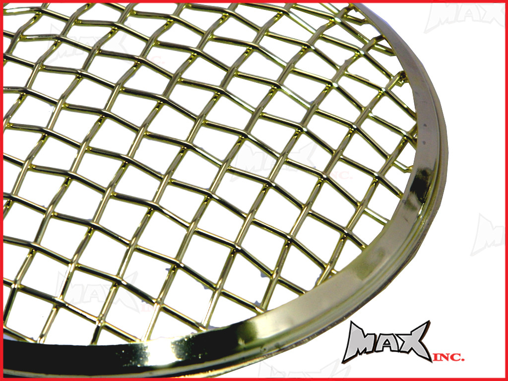 7 INCH Brass Chrome Mesh Grill Metal Headlight Cover