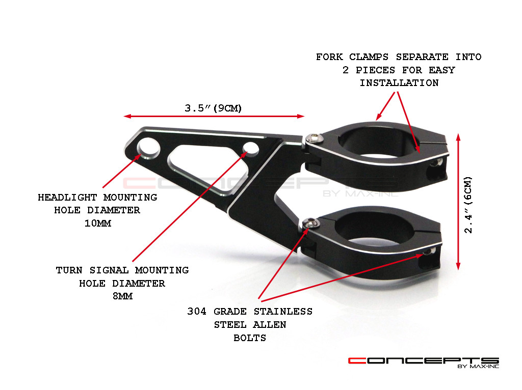 MAX Blade High Quality CNC Machined Headlight Brackets - 32/33mm Diameter