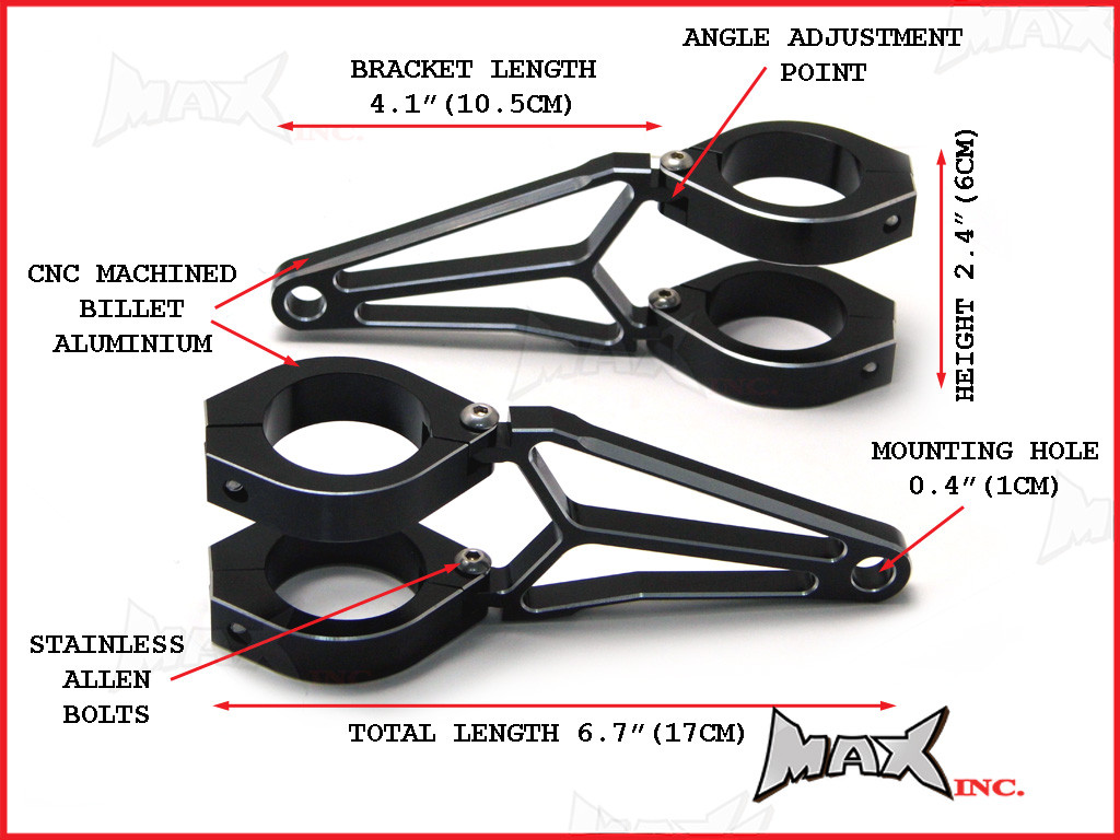 MAX Razor High Quality CNC Machined Headlight Brackets - 54/55mm Diameter