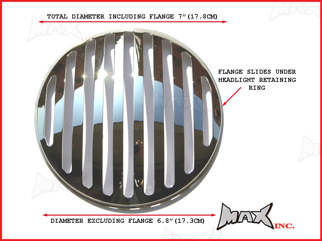 7 INCH Chrome Prison Bar Grill Metal Headlight Cover