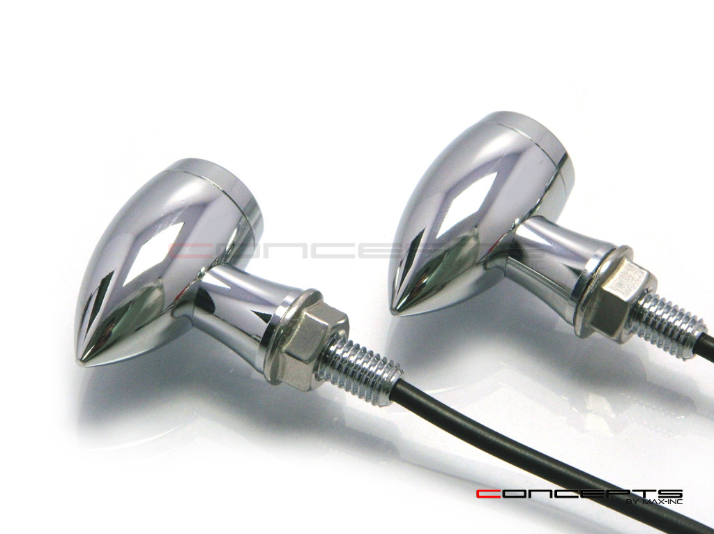 MAX Chubby Chrome Machined Aluminium Micro LED Indicators / Turn Signals