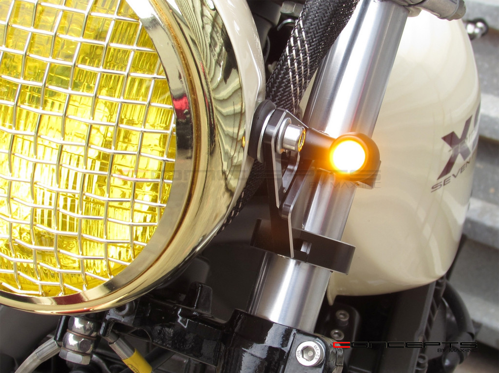 MAX Chubby Matte Black + Brass Machined Aluminium Micro LED Indicators / Turn Signals
