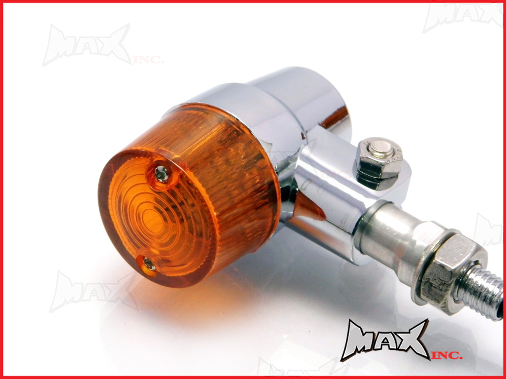 Chrome Alloy Retro LED Turn Signals / Indicators - Amber Lense