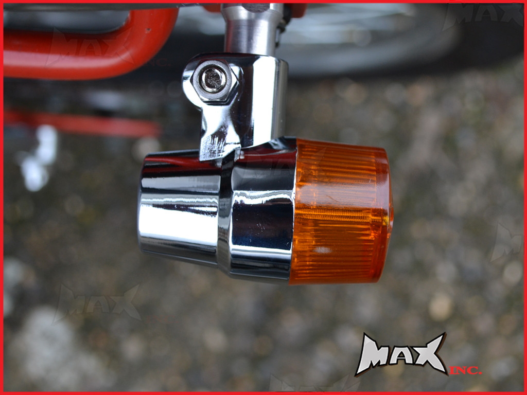 Chrome Alloy Retro LED Turn Signals / Indicators - Amber Lense