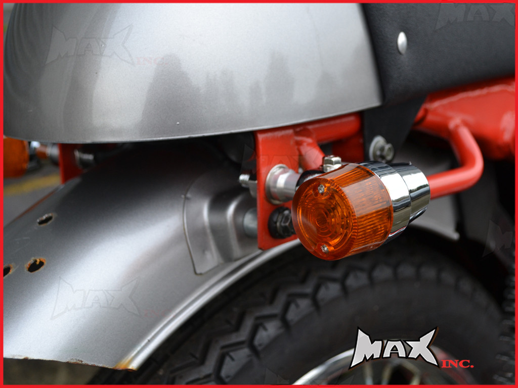 Chrome Alloy Retro LED Turn Signals / Indicators - Amber Lense