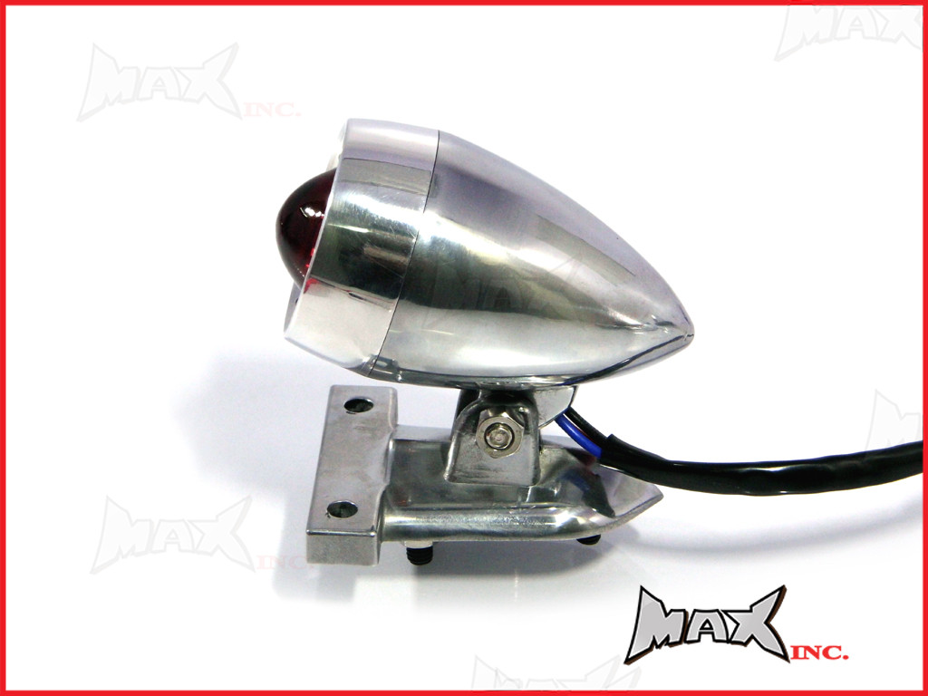 Polished Aluminium Bullet LED Stop / Tail Light - Red Lense