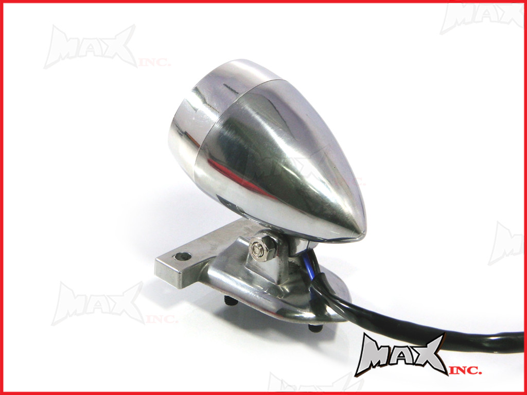 Polished Aluminium Bullet LED Stop / Tail Light - Red Lense