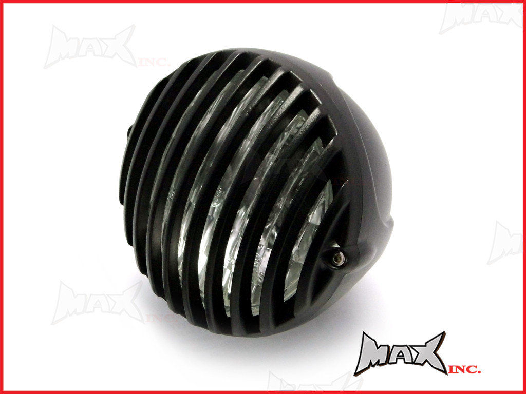 4.5 INCH Matte Black Alloy Scalloped Vintage Grill Headlight - 12v / 35w