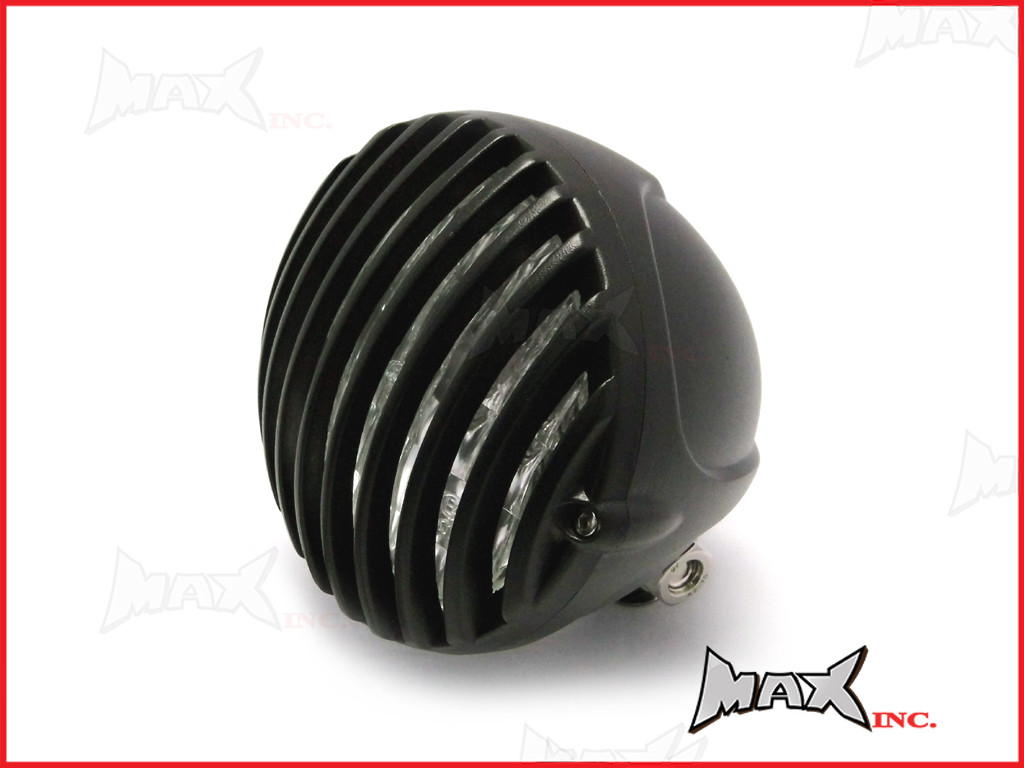 4.5 INCH Matte Black Alloy Scalloped Vintage Grill Headlight - 12v / 35w