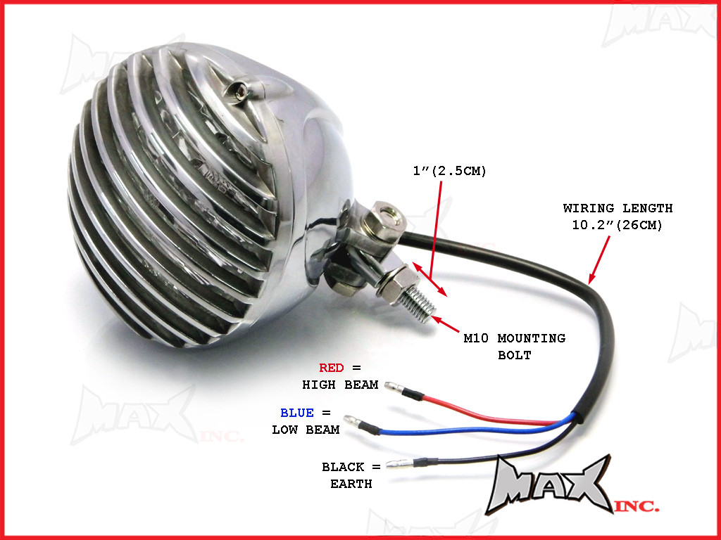 4.5 INCH Polished Alloy Scalloped Vintage Grill Headlight - 12v / 35w