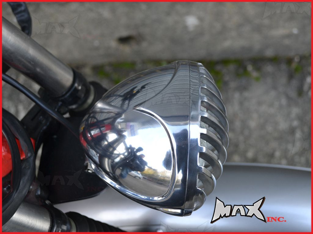 4.5 INCH Polished Alloy Scalloped Vintage Grill Headlight - 12v / 35w