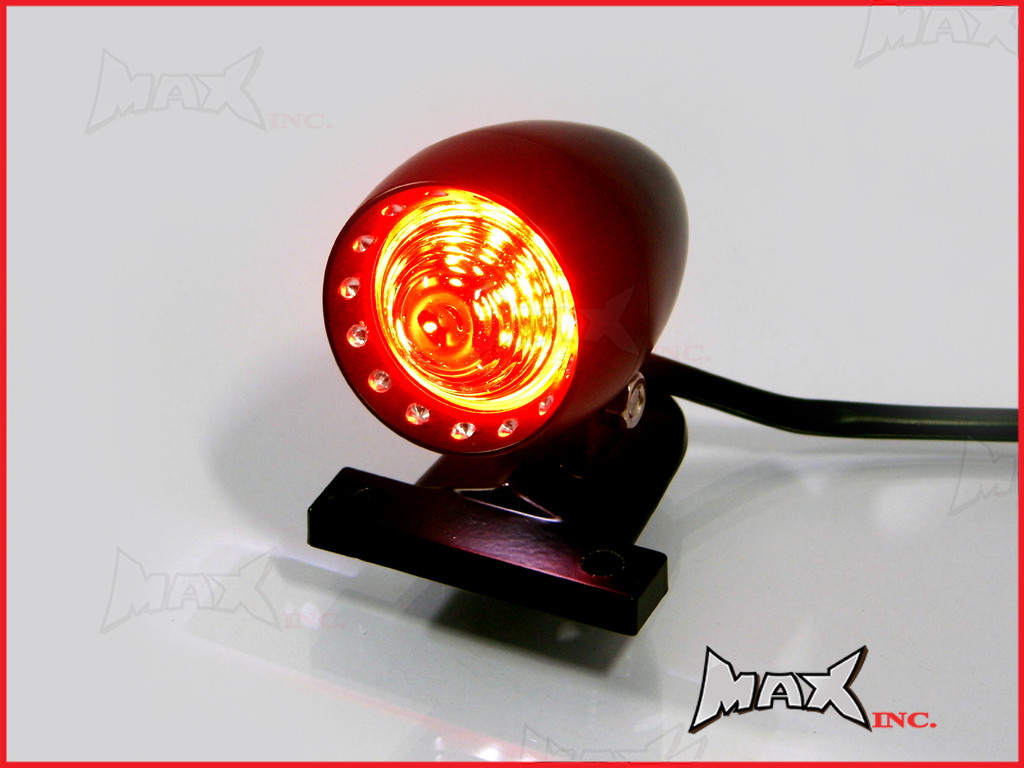 Matte Black Aluminium Bullet LED Stop / Tail Light - Red Lense