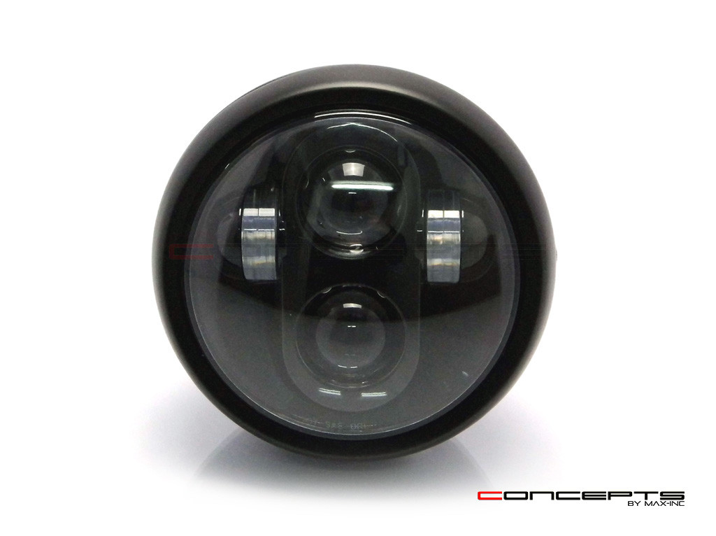 6 INCH Matte Black Quad LED Projector Cafe Racer Metal Headlight