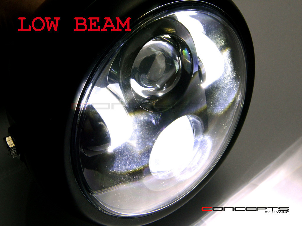 6 INCH Matte Black Quad LED Projector Cafe Racer Metal Headlight