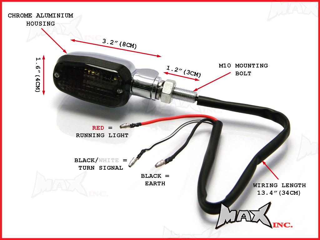 Custom Chrome Aluminium Turn Signals / Running Lights - Smoked Lense