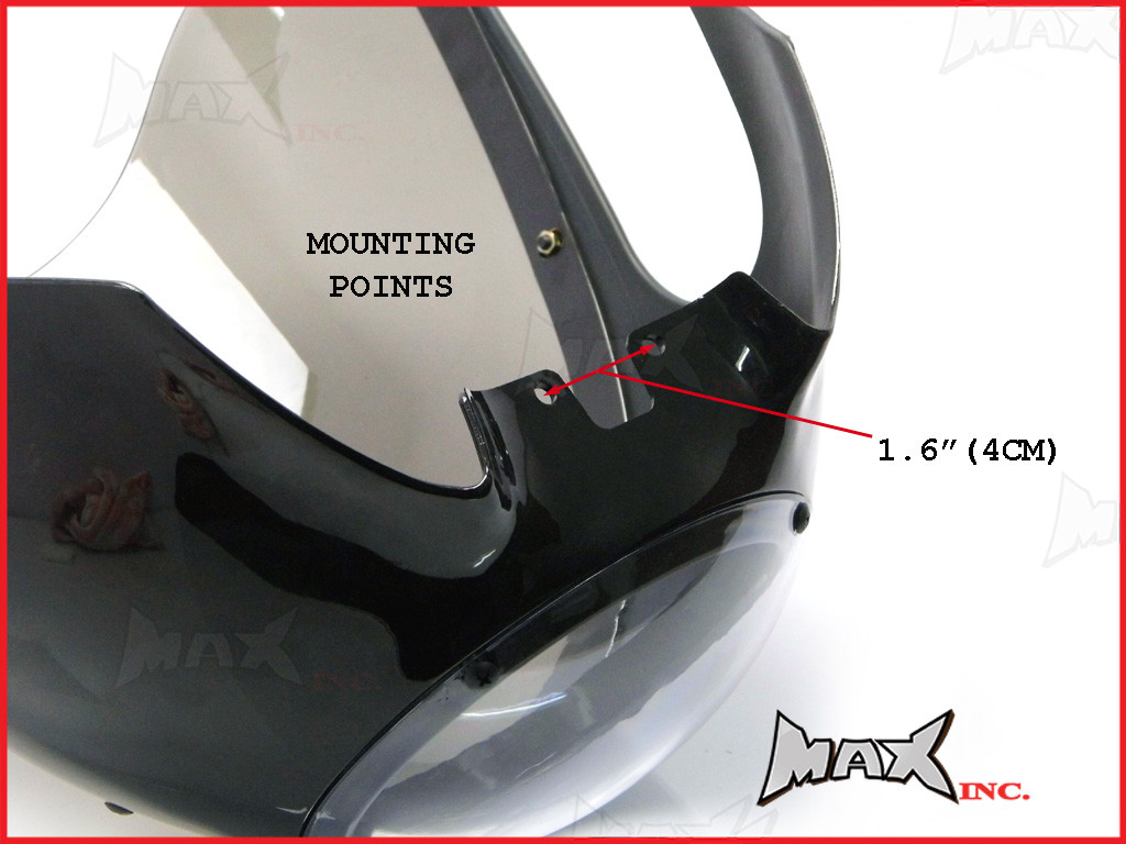 Black Cafe Racer Drag Racer Headlight Fairing + Smoked Windshield 