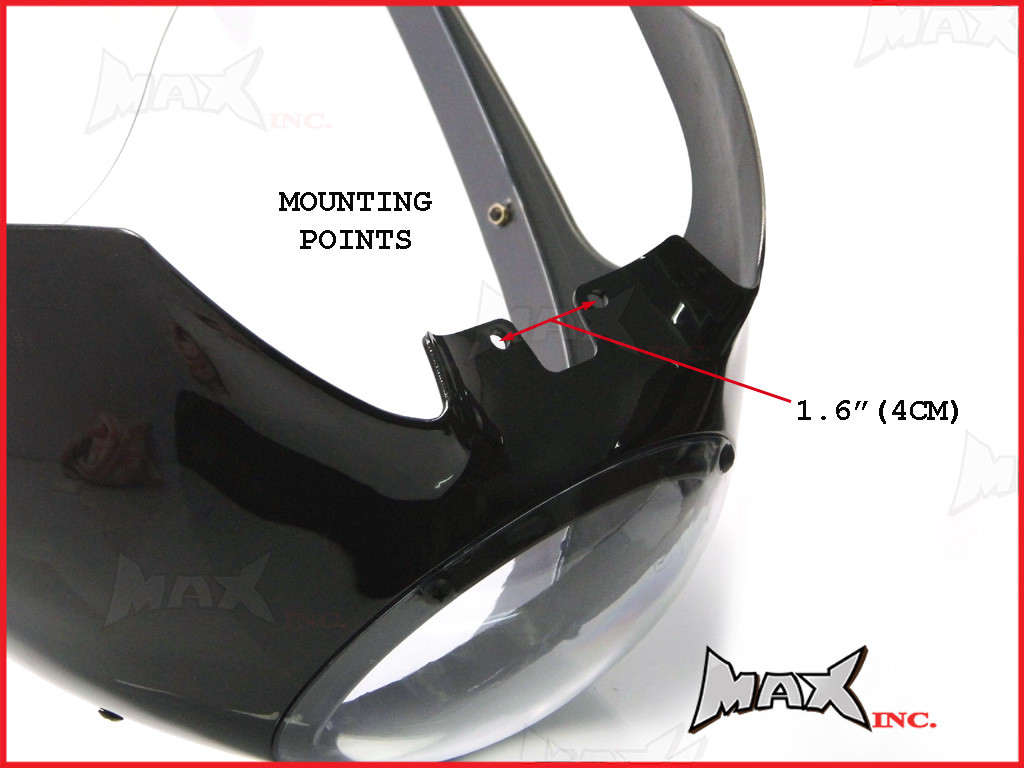 Black Cafe Racer Drag Racer Headlight Fairing + Clear Windshield 