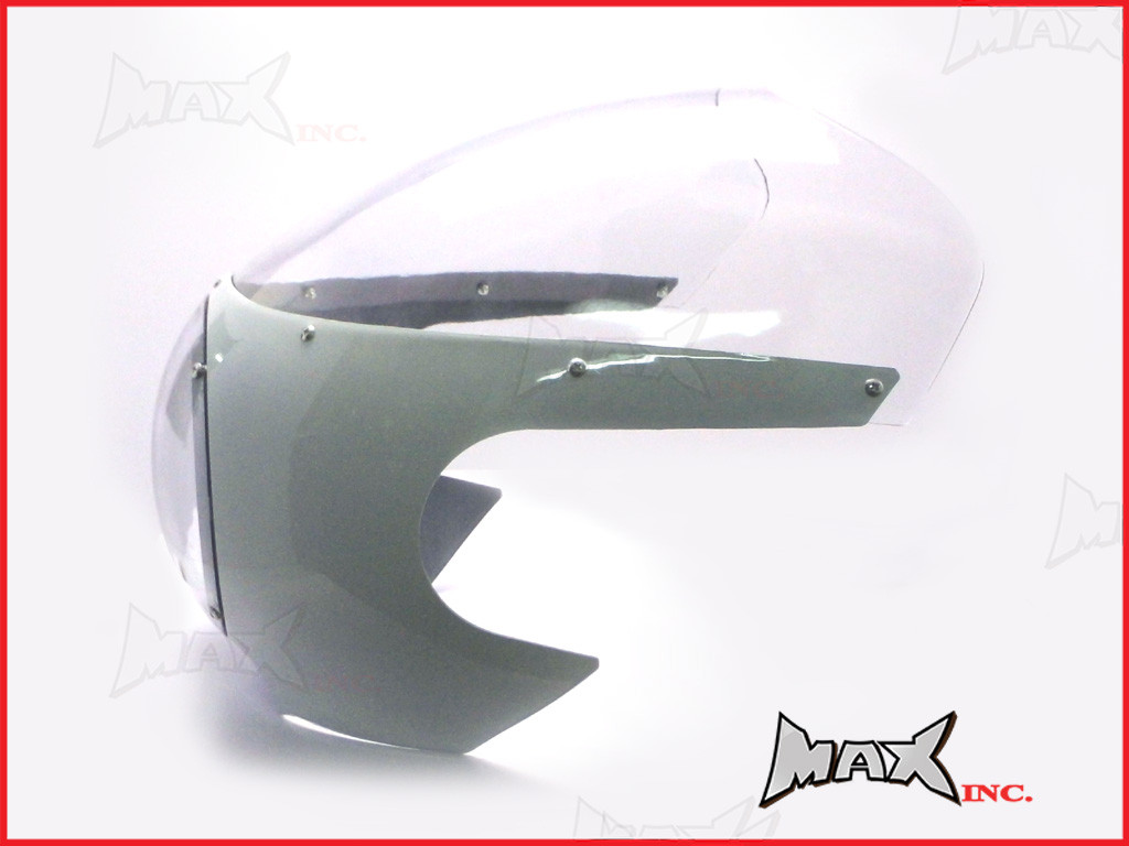 White Cafe Racer Drag Racer Headlight Fairing + Clear Windshield 