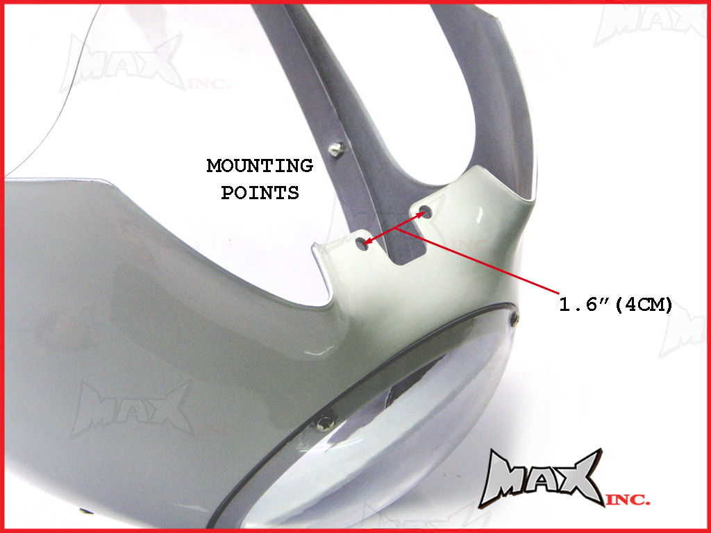 White Cafe Racer Drag Racer Headlight Fairing + Clear Windshield 